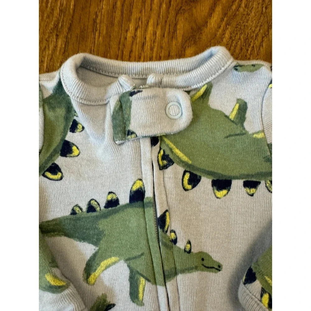 Carters Preemie Baby Boy Sleeper Dinosaur Outfit Blue Green Reborn Doll Cotton 1